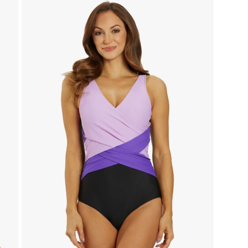 SPORTI MARINA CRISS CROSS TUMMY CONTROL ONE PIECE SWIMSUIT